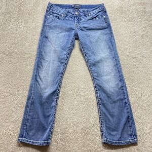 Silver‎ Jeans Co Jeans Womens 29 Blue Santorini Straight Leg Contrast Stitch